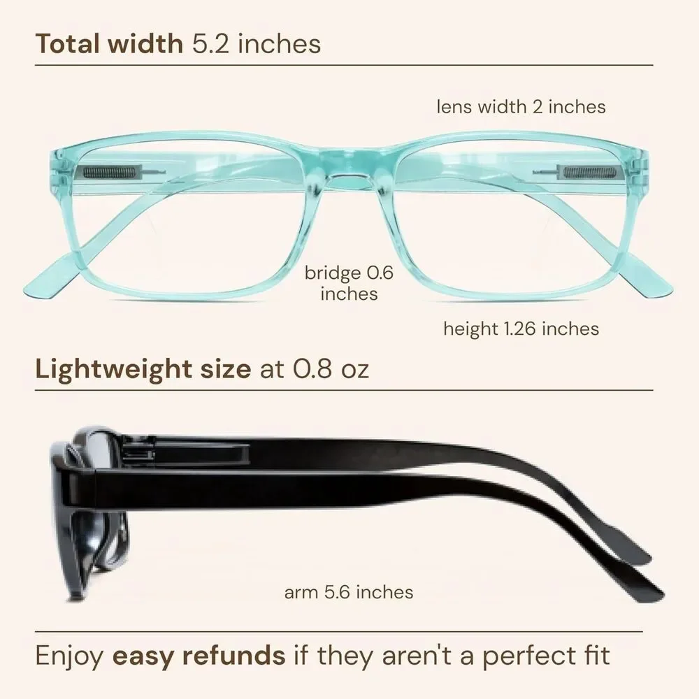 5 pack Reading Glasses with Blue Light Protection/ +2.00